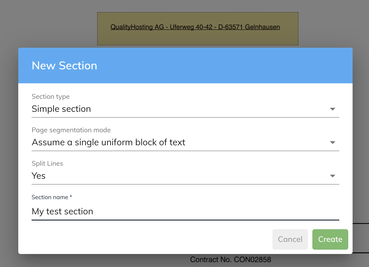 Document OCR Simple Section