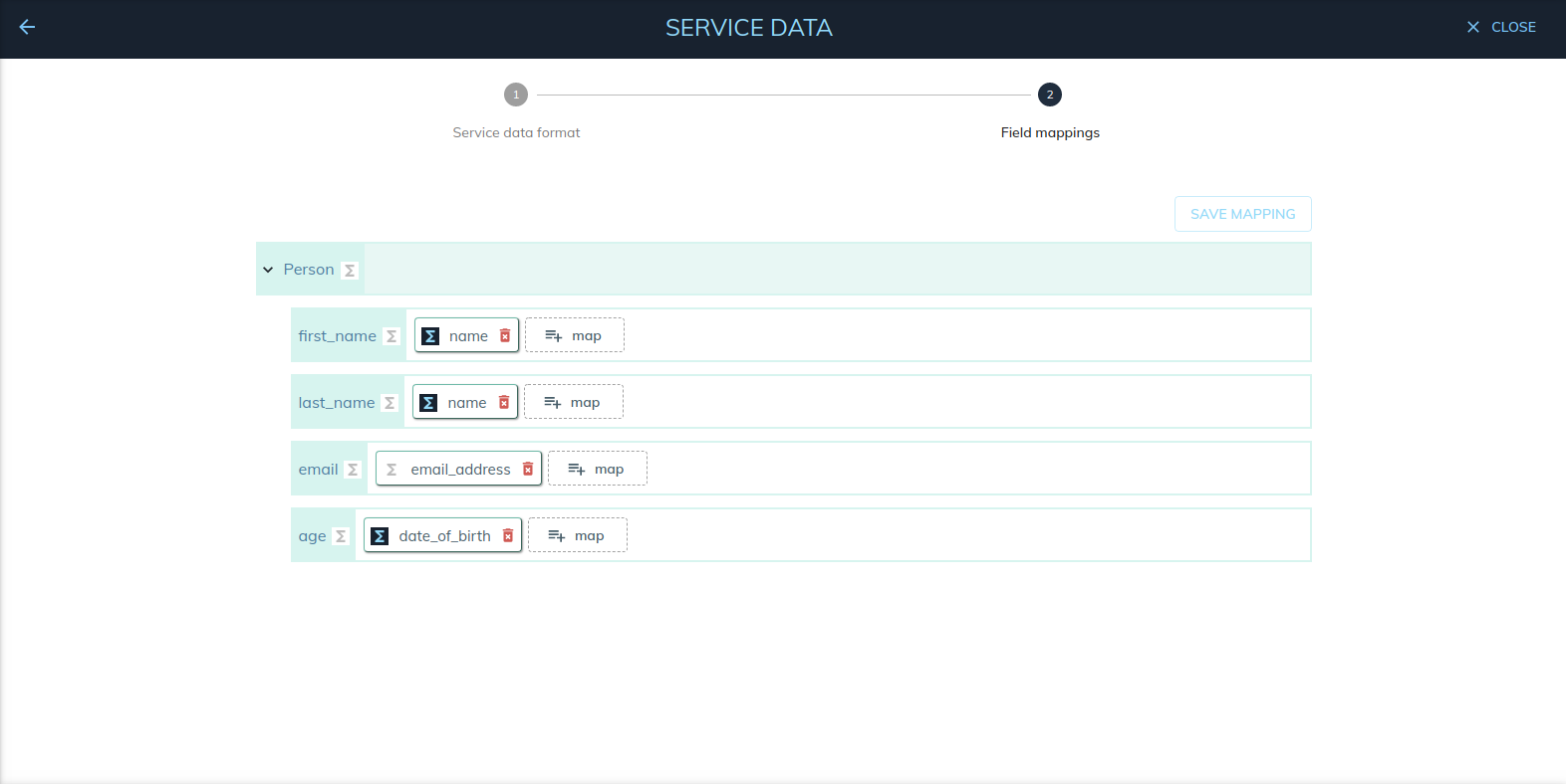 Service Data - Map