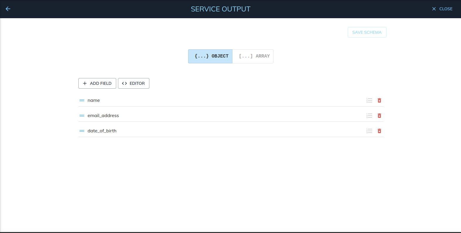 Service Output - Schema